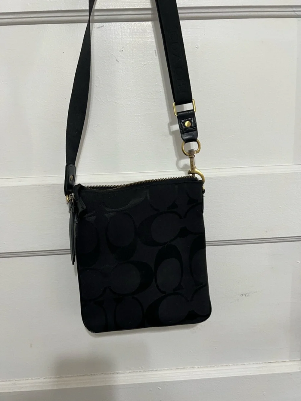 Coach Black Signature Crossbody with Gold Hardware